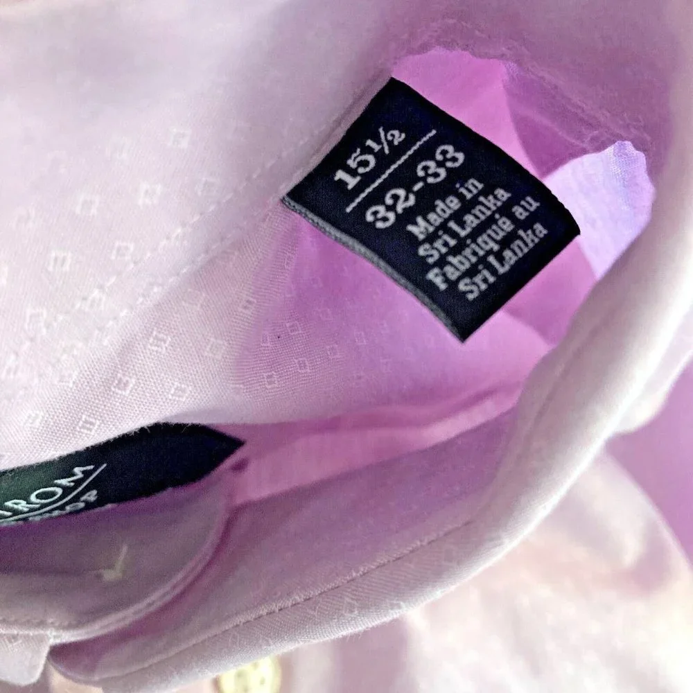 Nordstrom Shirt Mens Size 15.5 32-33 Non Iron Purple Bloom Diamond Dobby